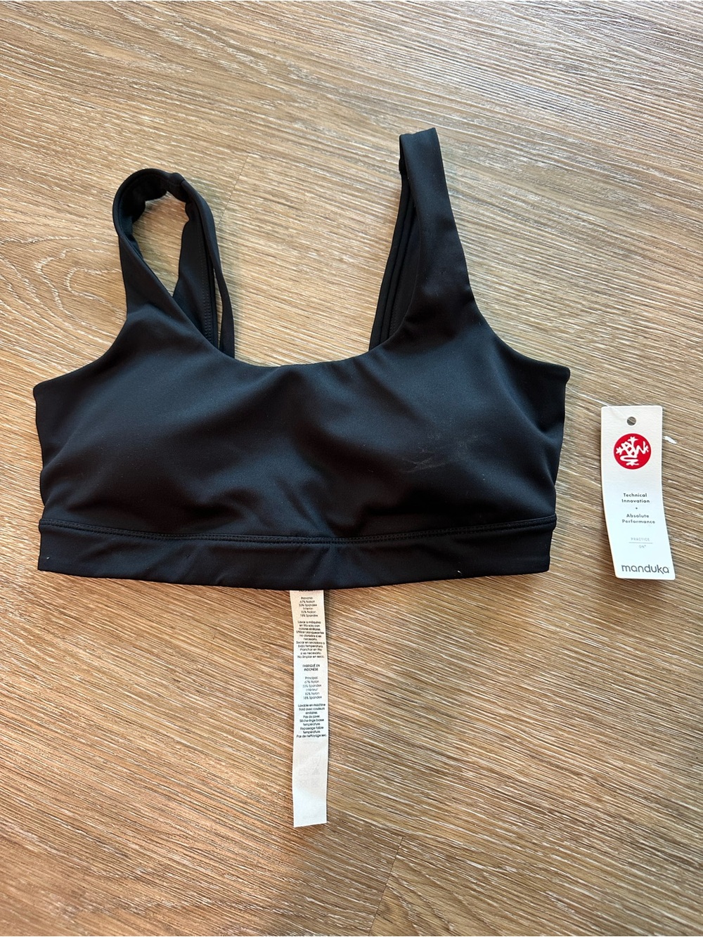 manduka Black Scoop Neck Sports Bra